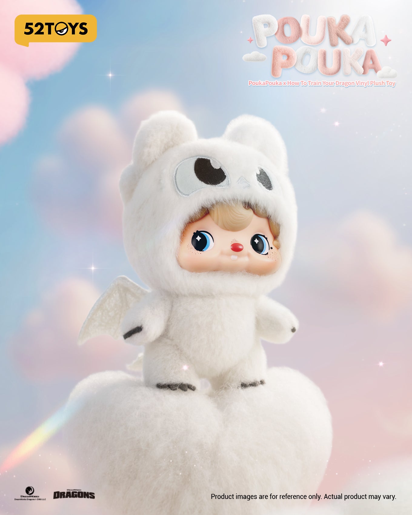 PoukaPouka x How To Train Your Dragon – Vinyl Plush Toy (Night Fury & Light Fury) -52TOYS