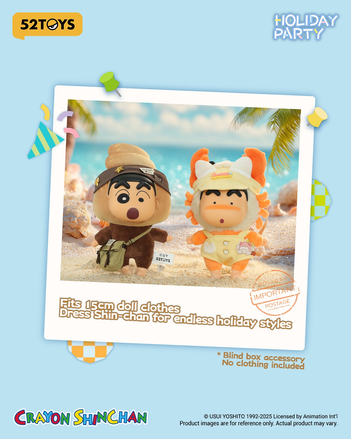 Crayon Shin-chan "Holiday Party" Series Vinyl Plush Keychain Blind Box - 52TOYS