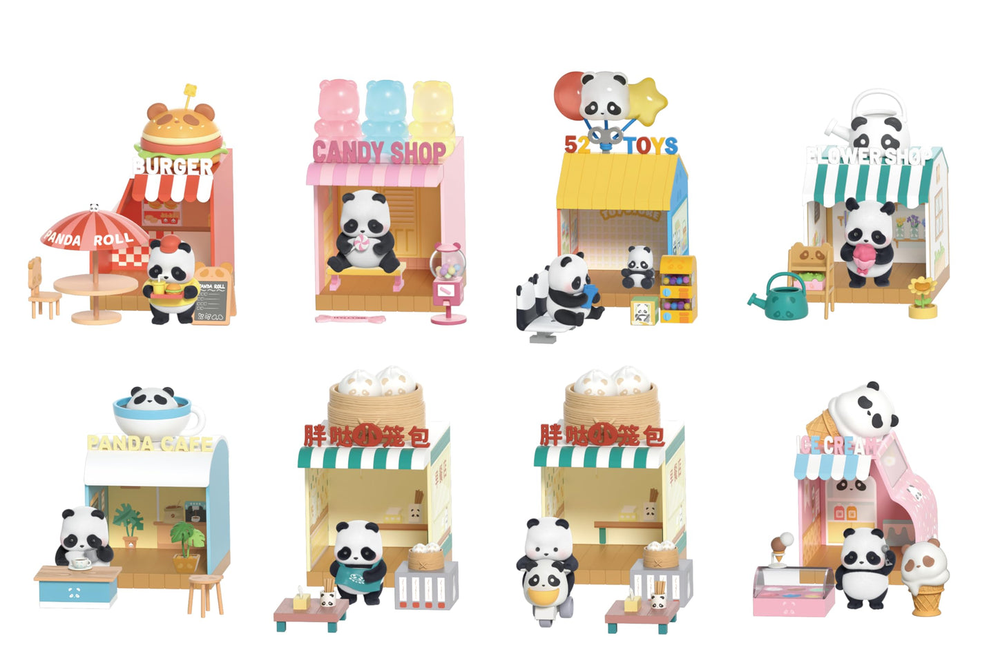 52TOYS Panda Roll Shopping Street blind box - 1 set of non-duplicates